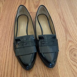 Beautiful Saks 5th Black patent leather penny loafers